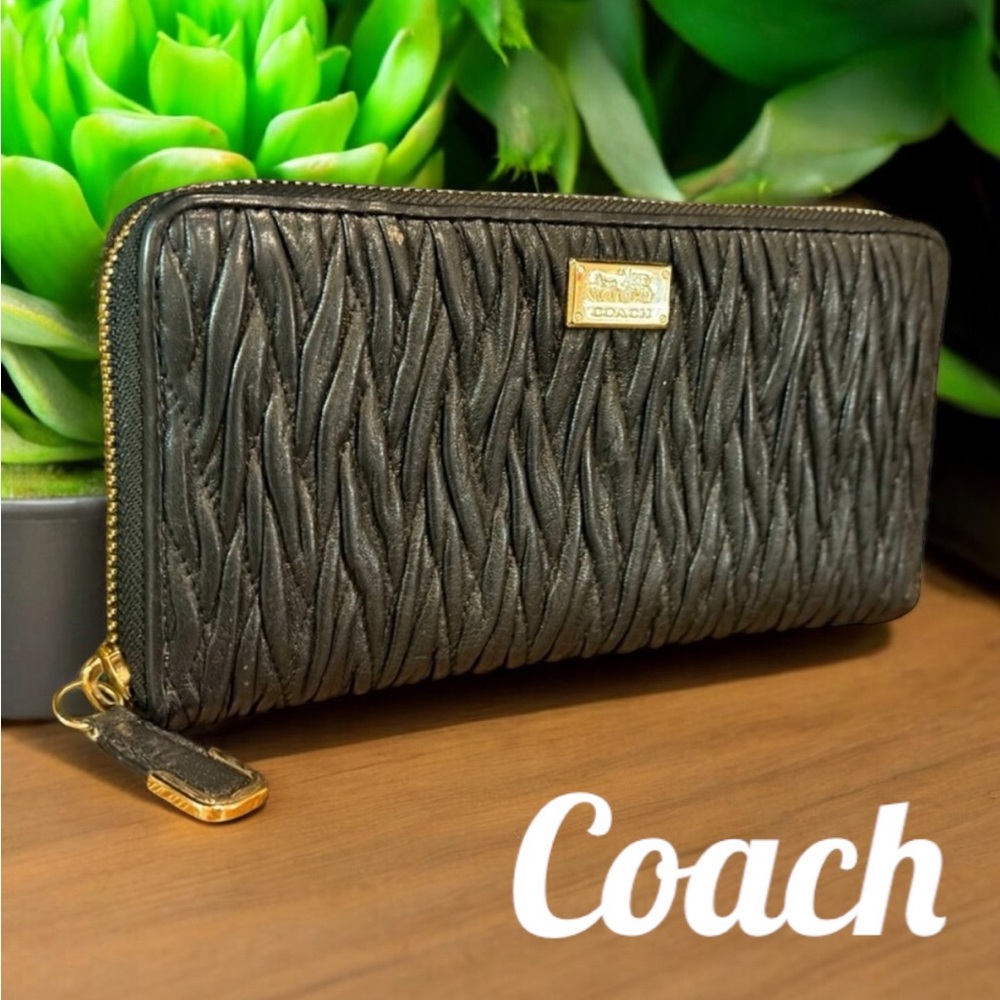 Coach Madison Accordion Zip Gathered Twist Leather MSRP $440 NWOT